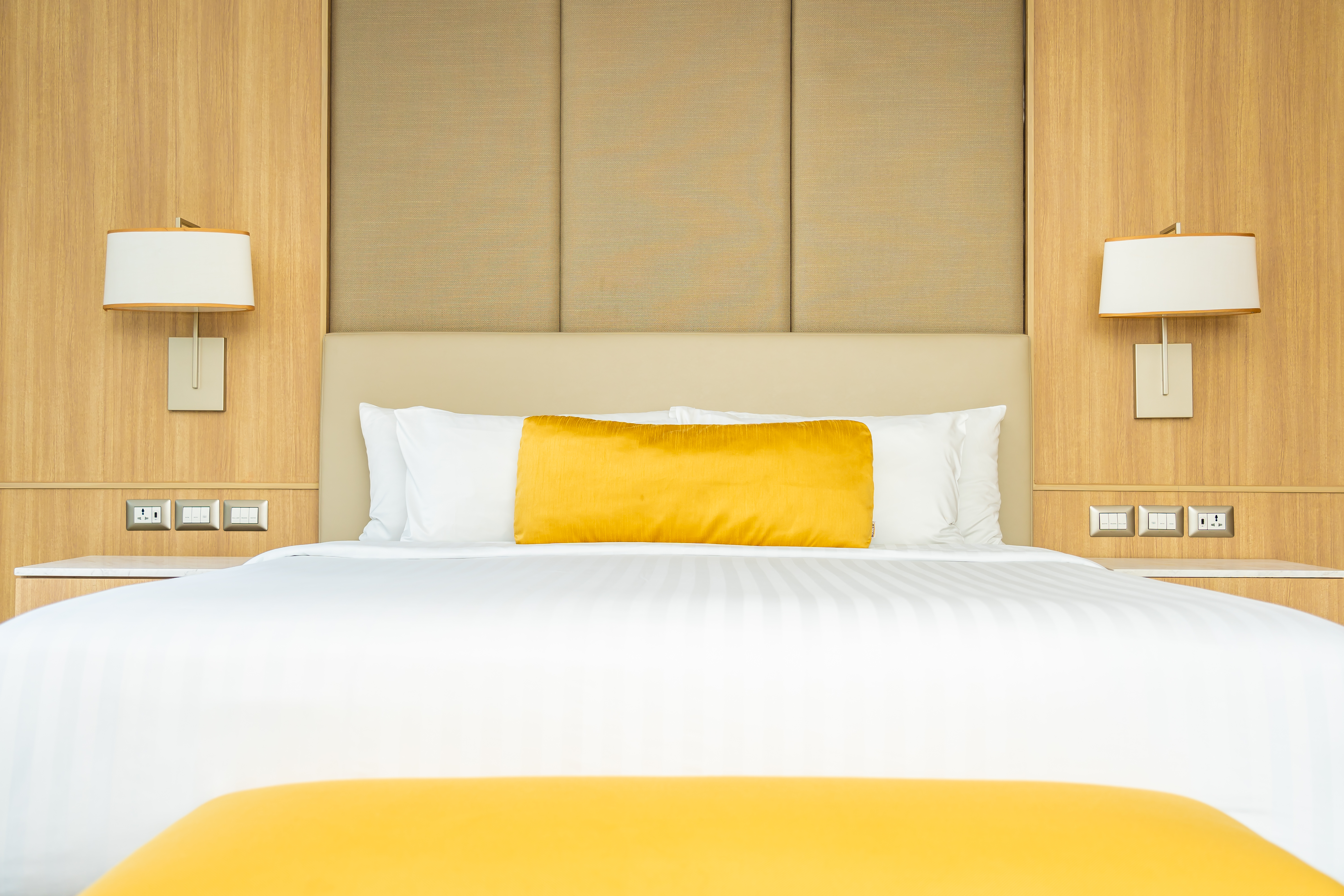 Pillow on bed with blanket decoration interior of room